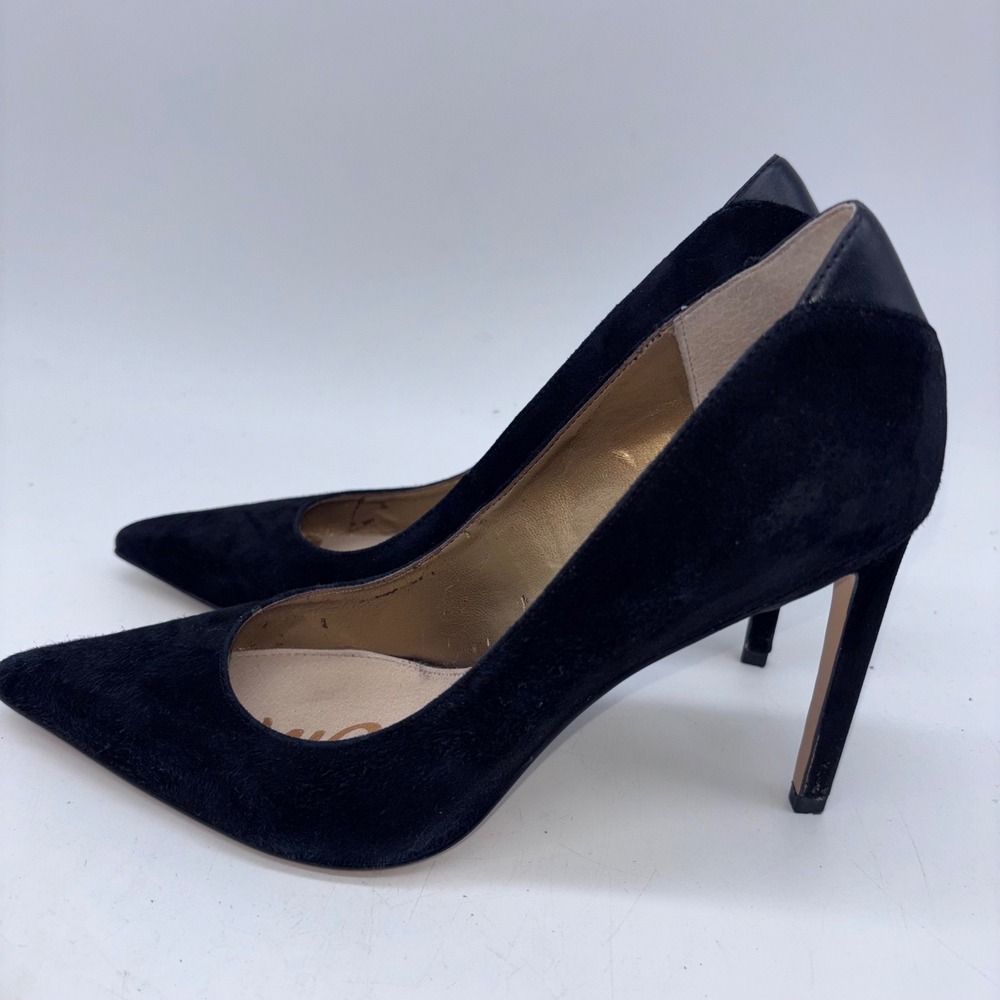Sam Edelman Black Suede Classic Elegant Heels Women 7.5 - Picture 3 of 7